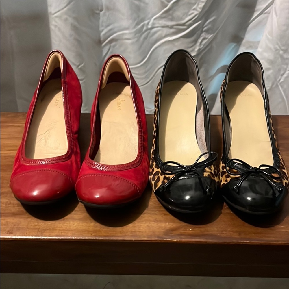 BOGO! Cole Haan/ NikeAir Red Leather/Suede and Cheetah Animal Print Faux Fur